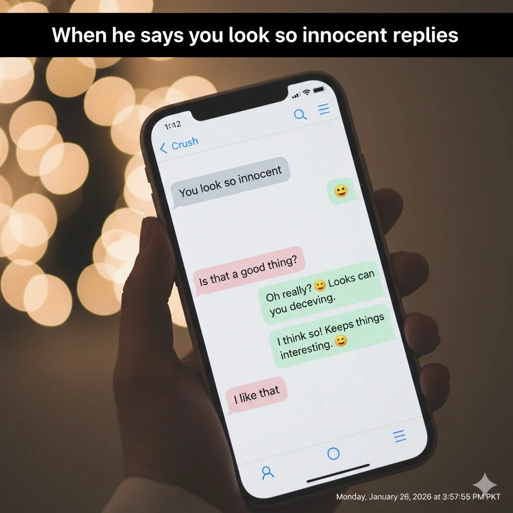 When he says you look so innocent replies