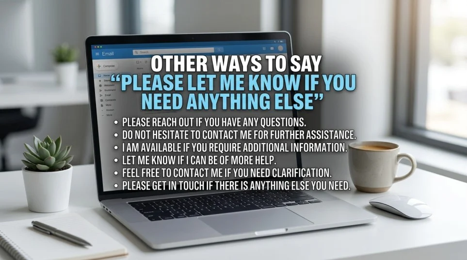 other ways to say please let me know if you need anything else