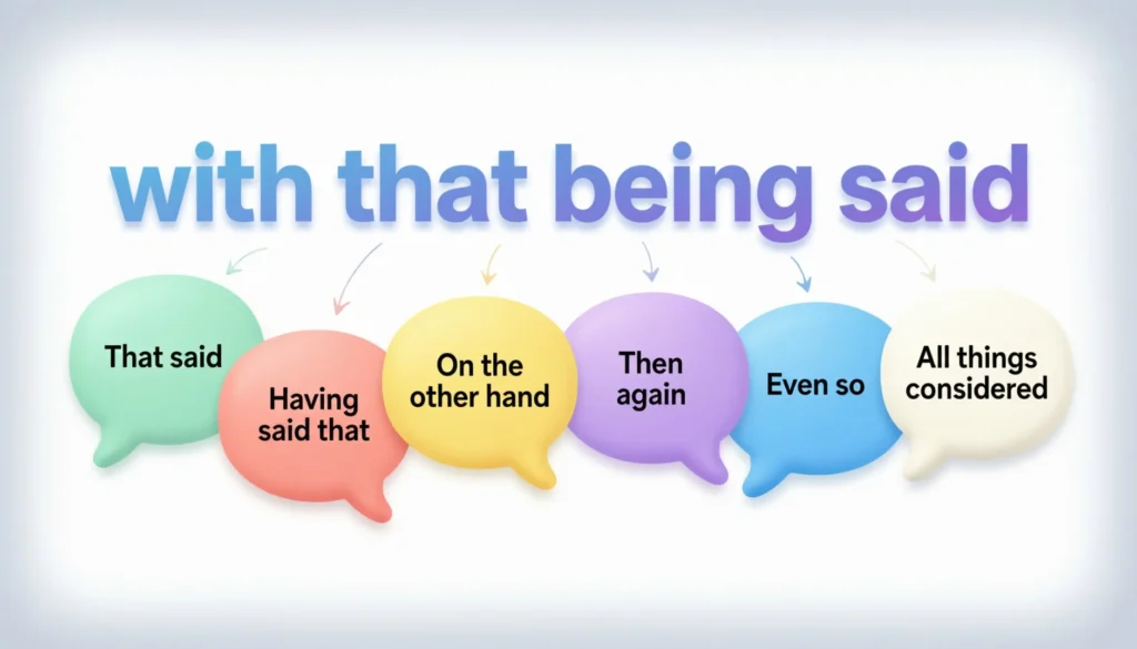 other ways to say with that being said
